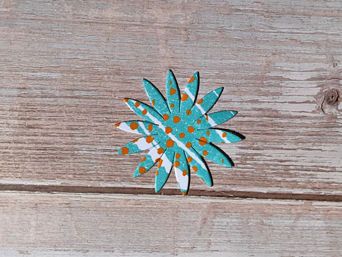 Turquoise and orange patterned flower vinyl sticker