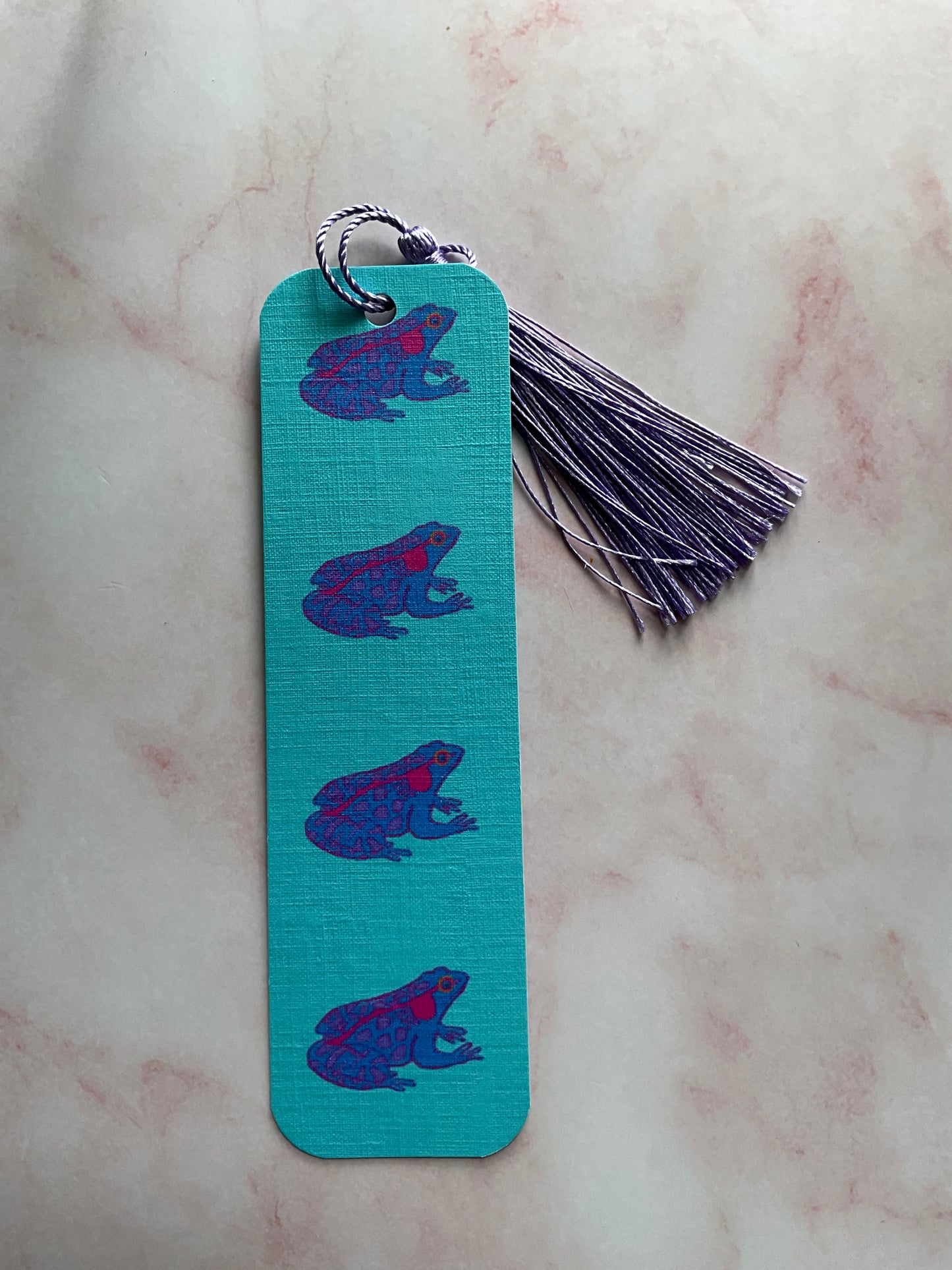 “The Frog” -frog print bookmark | Handmade colourful frog design