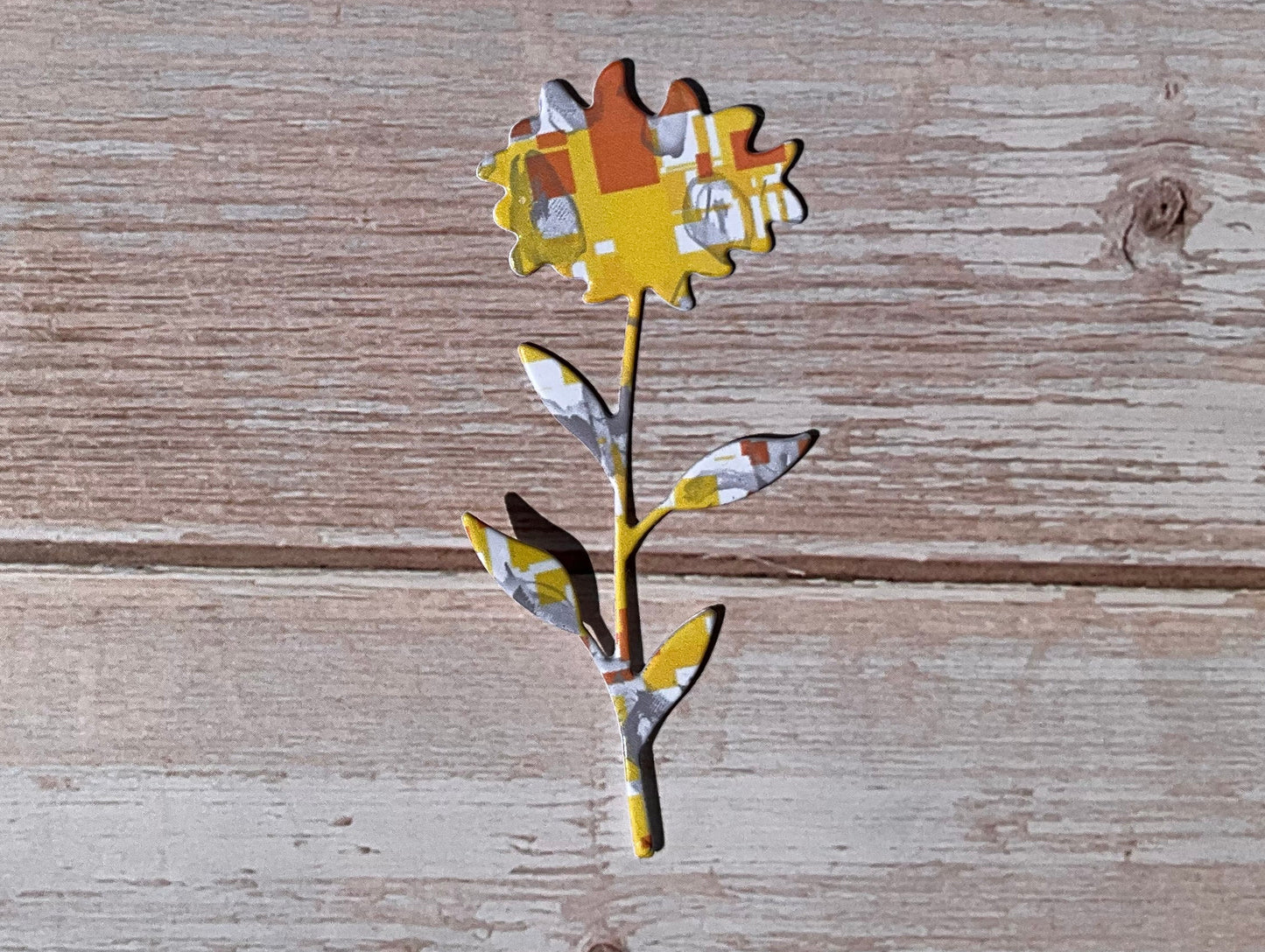 Grey, yellow and orange patterned sunflower vinyl sticker