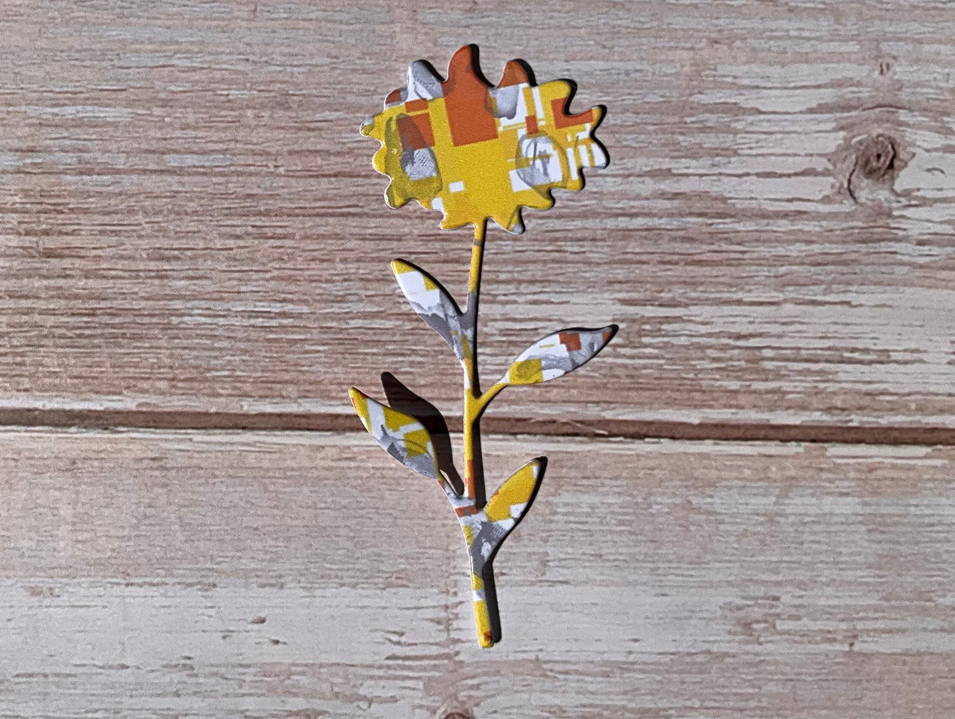 Grey, yellow and orange patterned sunflower vinyl sticker
