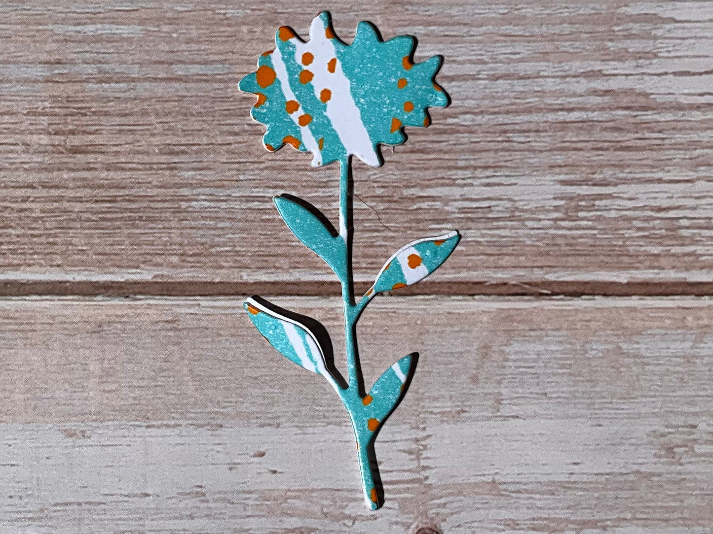 Turquoise blue and white striped with orange spots - decorative botanical sitcker