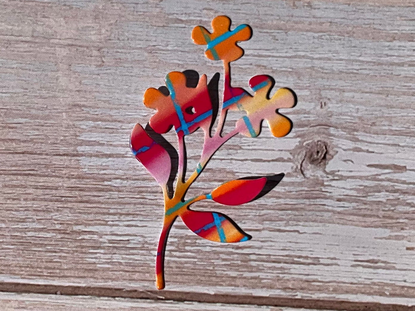 Pretty pink orange patterned flower sticker 