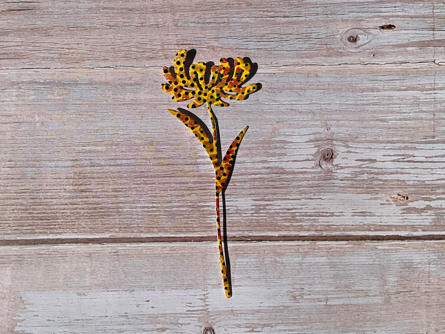 Yellow spotted die cut flower sticker