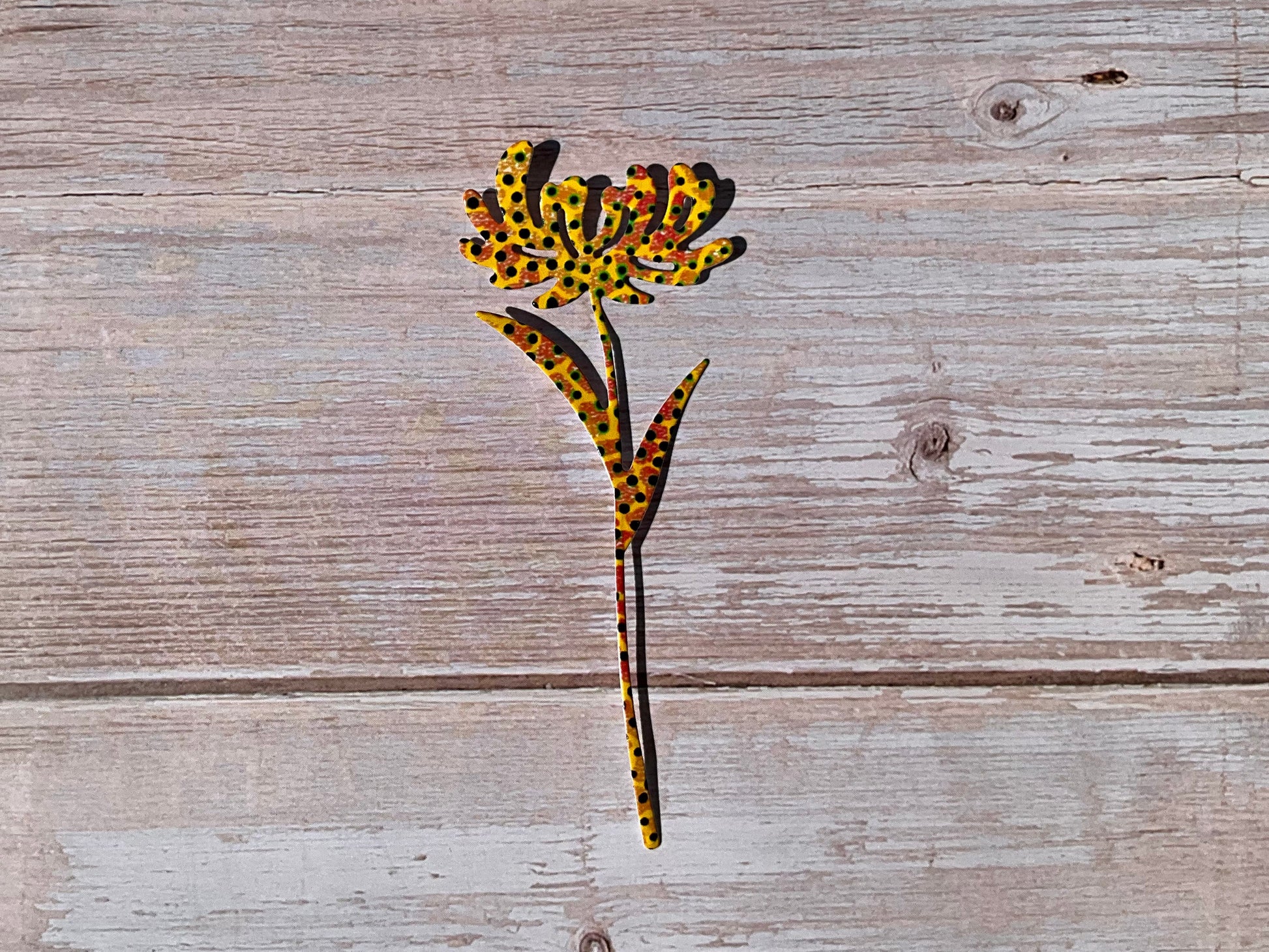 Yellow spotted die cut flower sticker