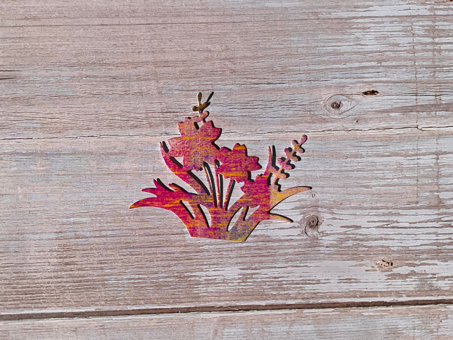 Pink and orange garden flower die cut vinyl sticker