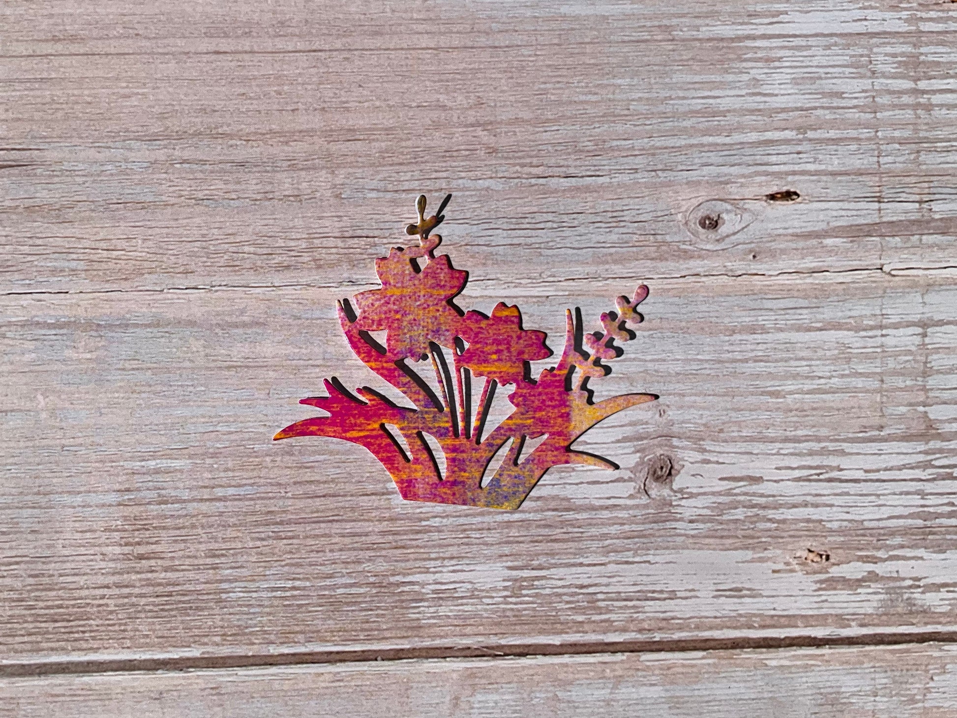 Pink and orange garden flower die cut vinyl sticker