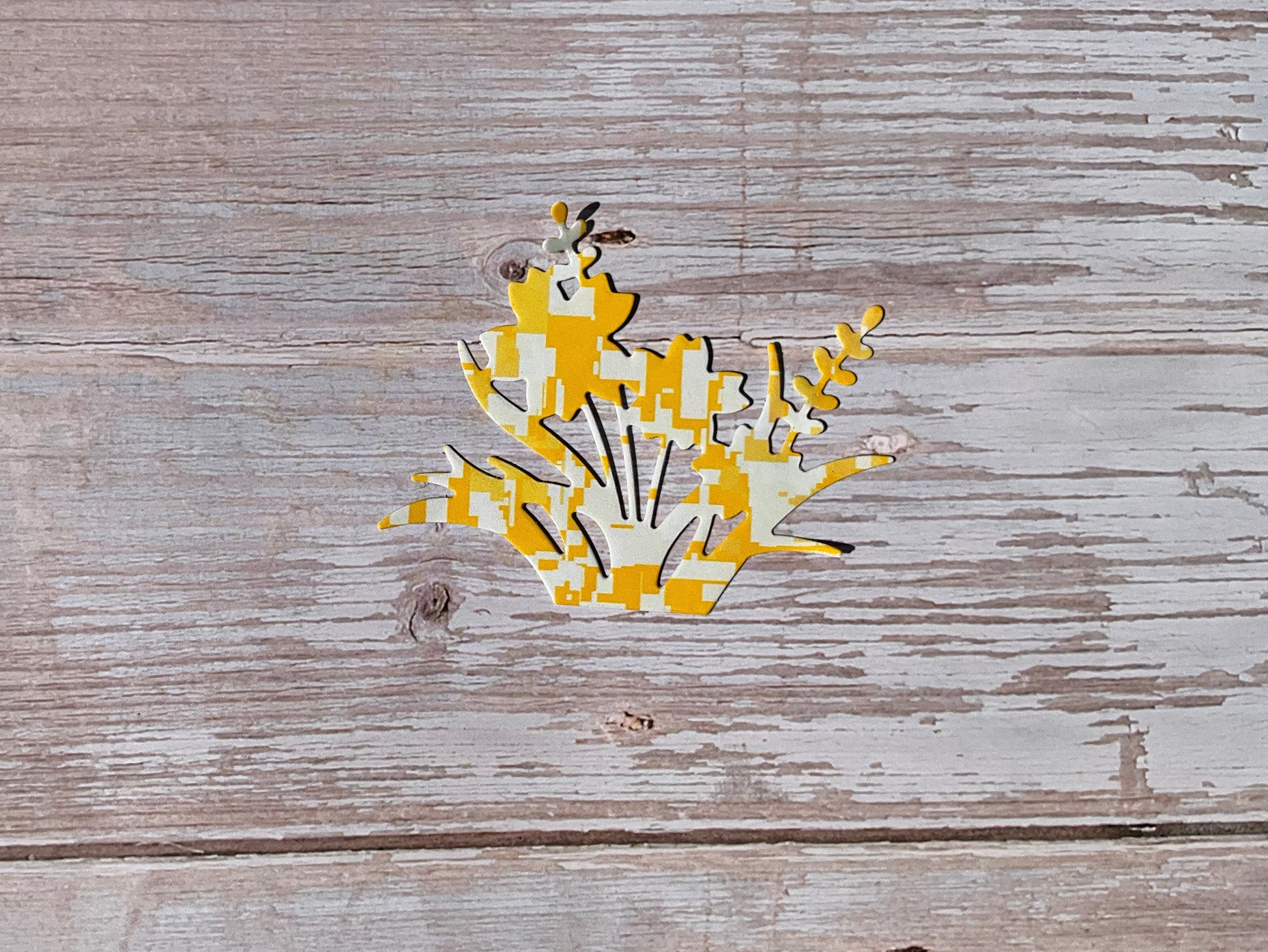 Botanical vinyl die cut sticker - yellow flower pattern