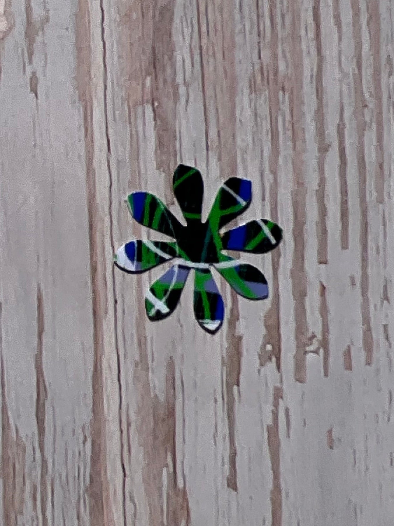 Blue and green patterned daisy flower vinyl sticker