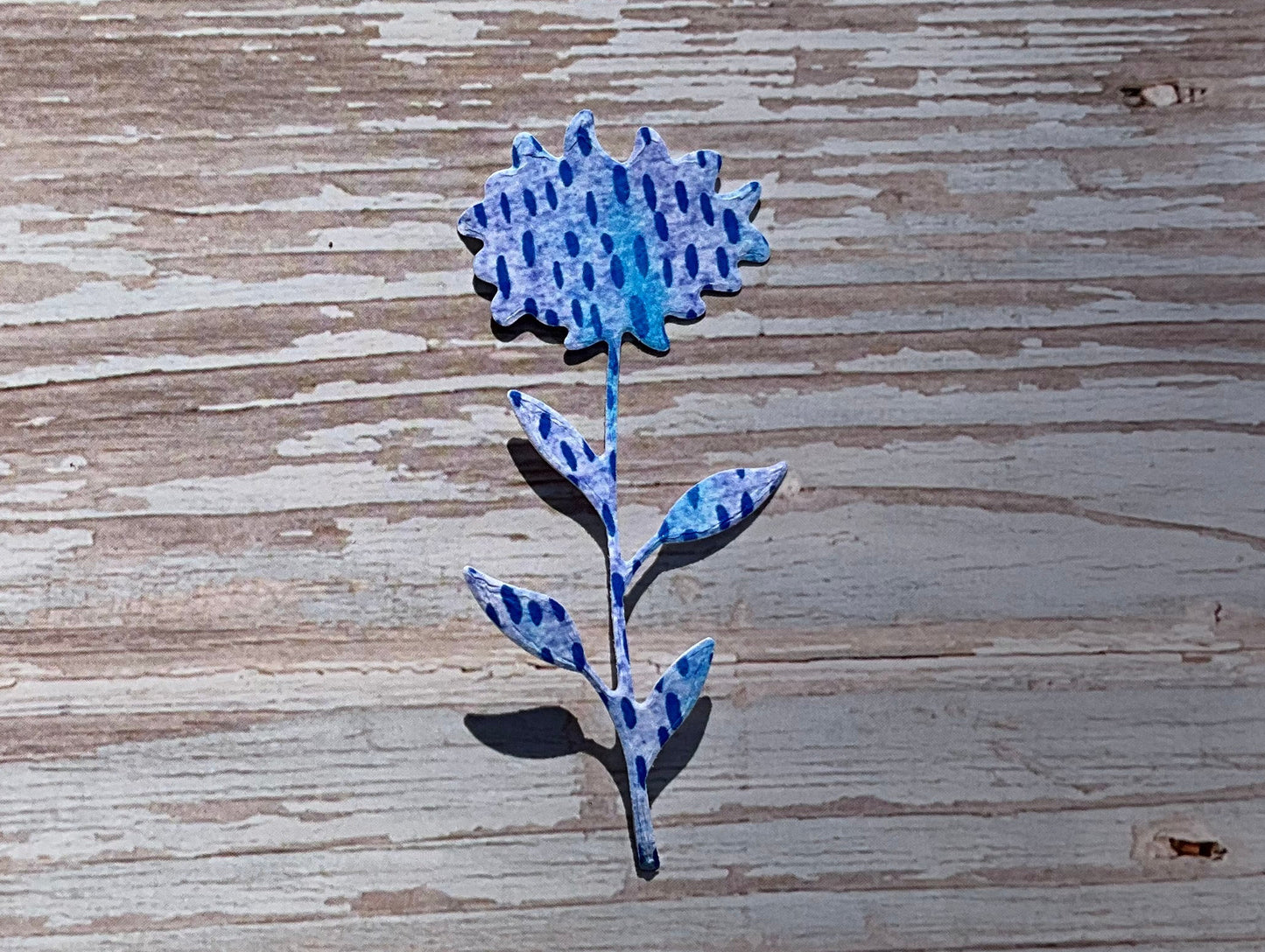 Blue patterned sunflower shaped cut die vinyl sticker