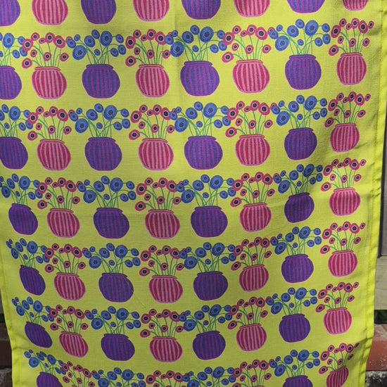 yellow flower vase tea towel