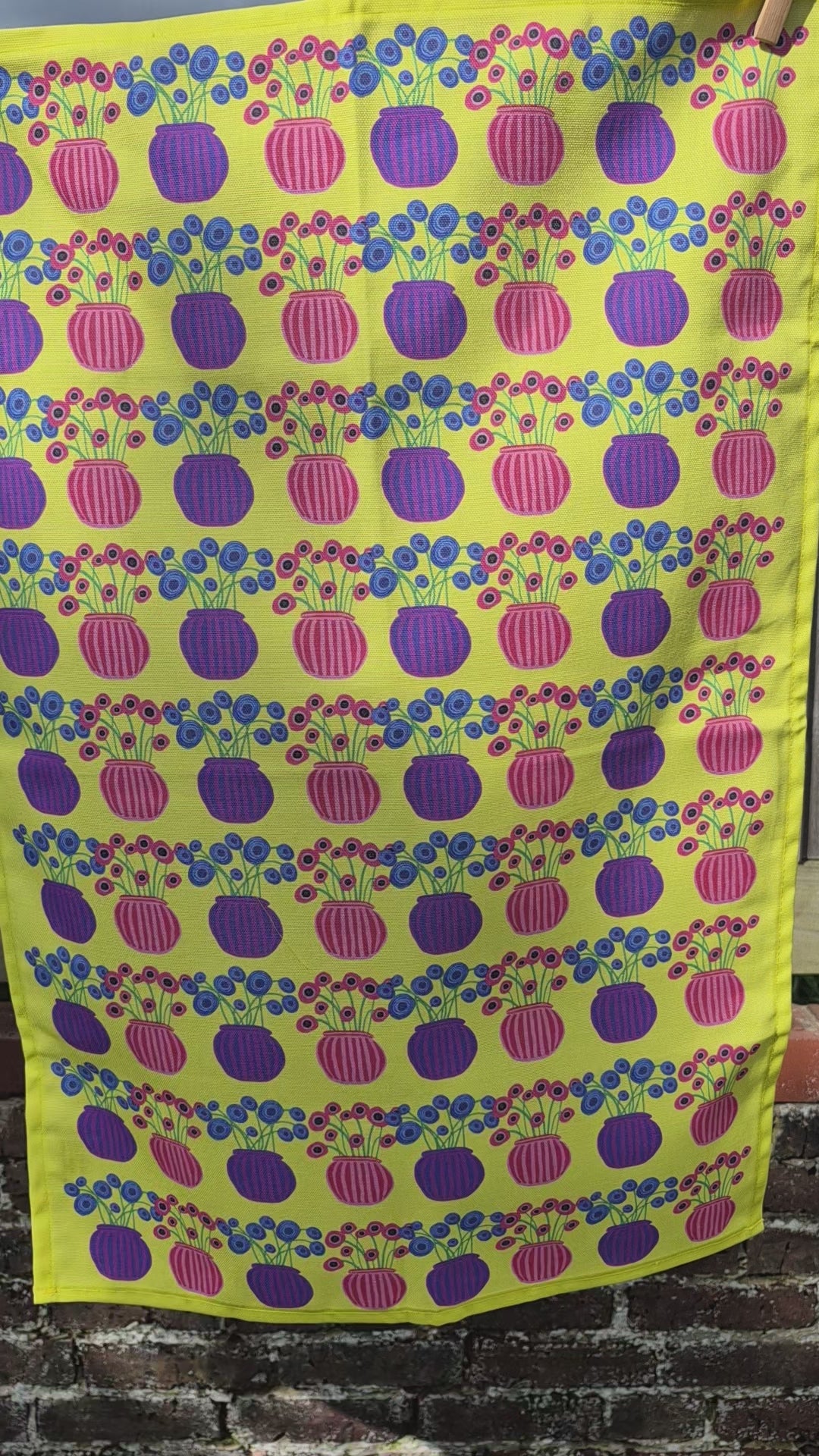 yellow flower vase tea towel