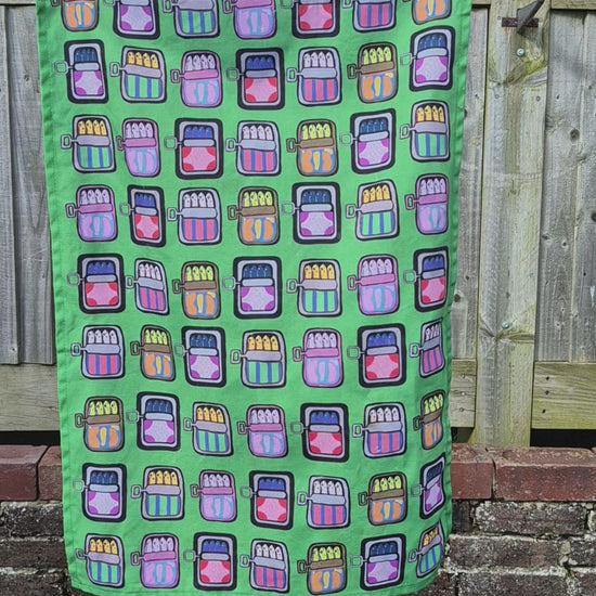 Mackerel print tea towel video