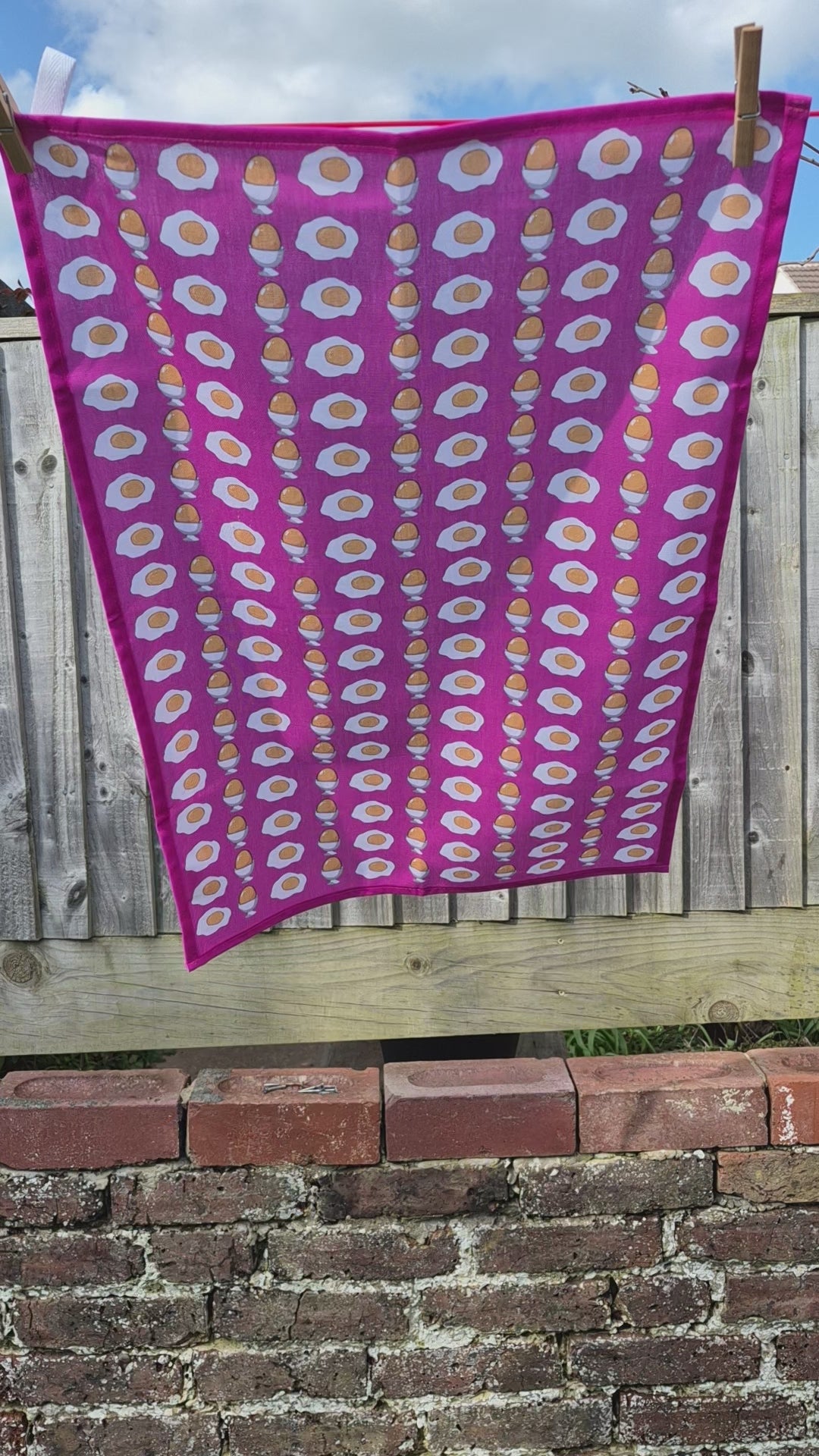 pink egg print tea towel video